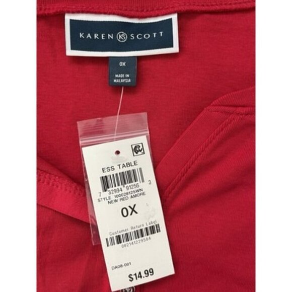 Karen Scott Women's Red Amore Henley Short Sleeve Knit Top Plus Size 0X NWT - Picture 3 of 5